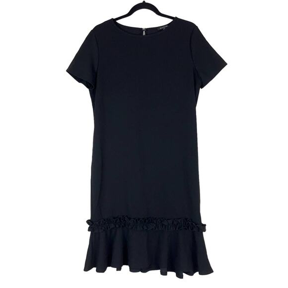 Marina dress black short sleeve back keyhole ruffle hem - Picture 1 of 4